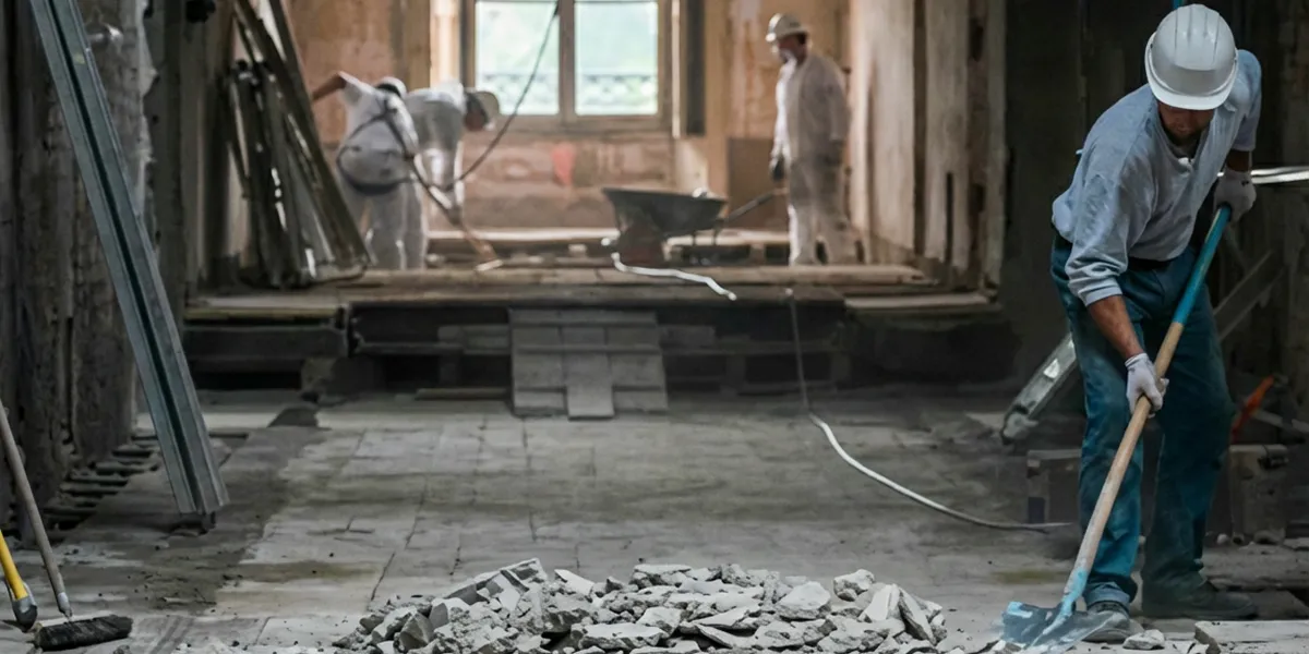 fire damage restoration professionals performing structural cleanup and restoration after a fire in New Orleans, LA