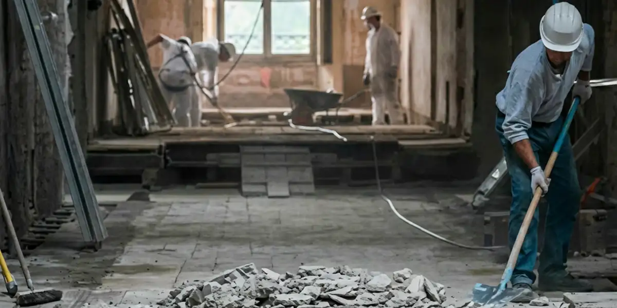 fire damage restoration professionals performing structural cleanup and restoration after a fire in New Orleans, LA