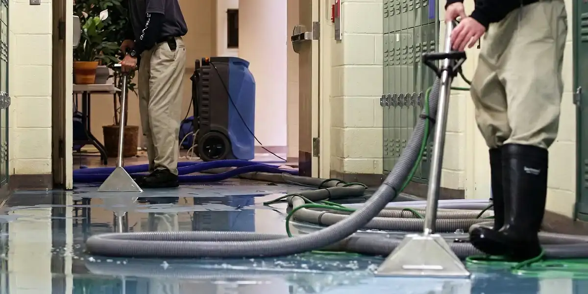 water damage restoration technicians performing professional water extraction inside a property in New Orleans, LA